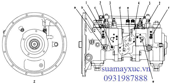 Bơm thủy lực HPV95 máy xúc Komatsu PC200-6E